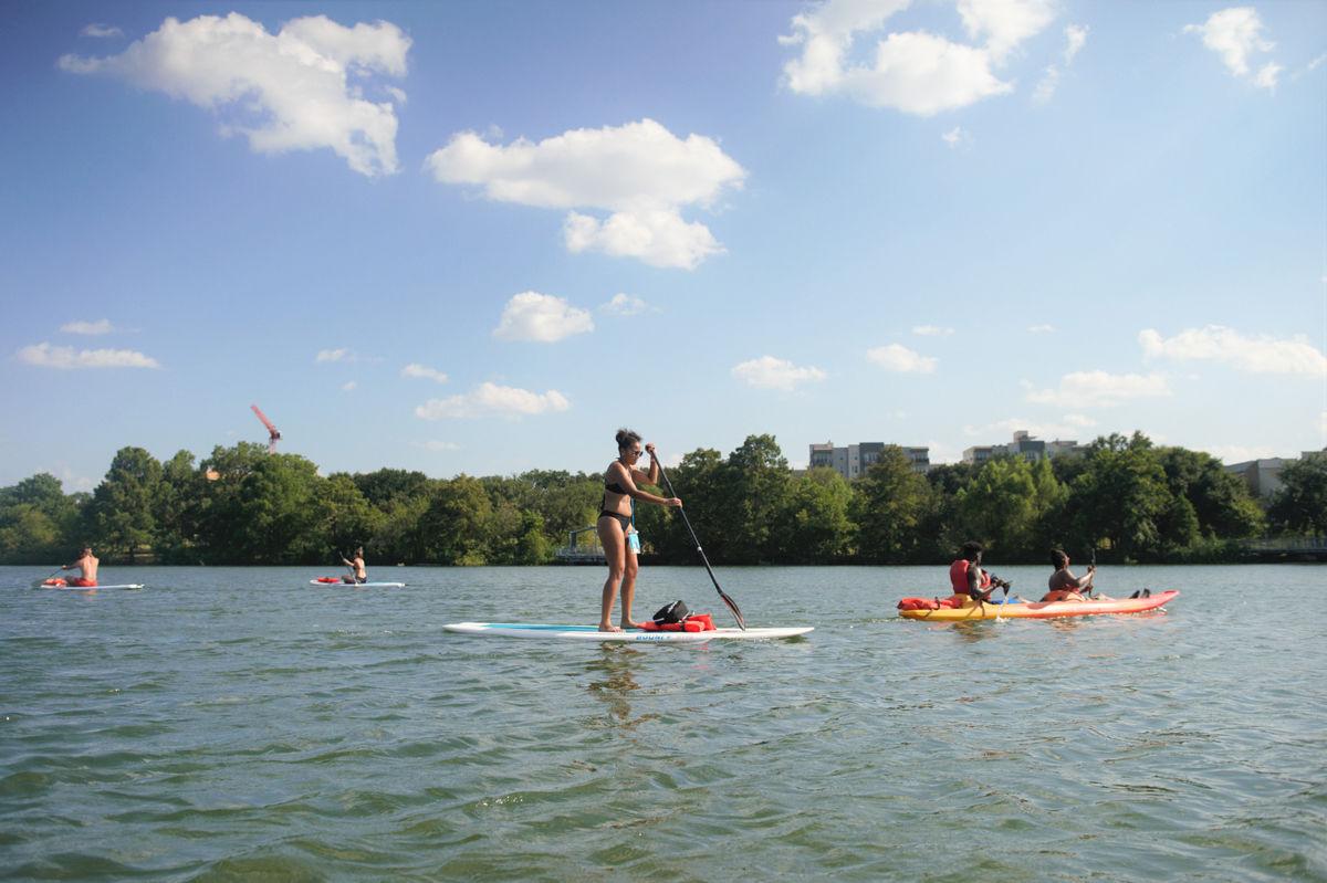 Kayaking through Lady Bird Lake Traveling Soldier