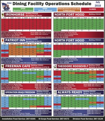 Dining Facility Operations Schedule Dining Facility