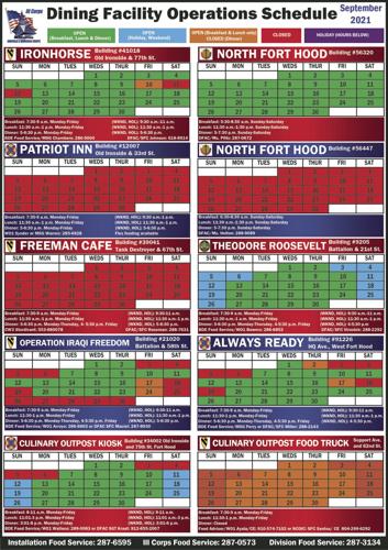Fort Hood Dfac Schedule 2022 Dining Facility Operations Schedule | Dining Facility | Forthoodsentinel.com