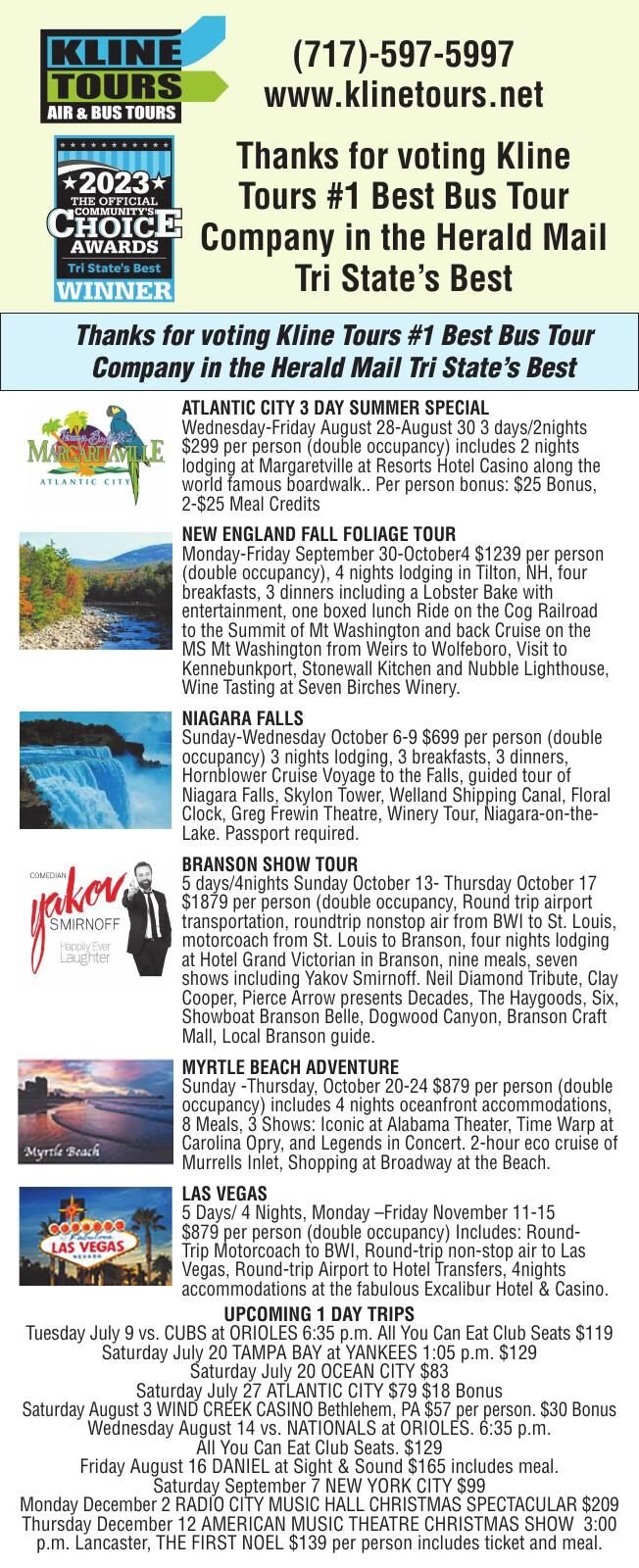 Kline Tours | Ads | fredericknewspost.com