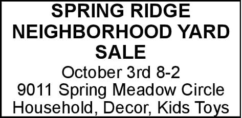Fingerprins Ridges Spring Ridge Yard Sale | Garage & Yard Sales | fredericknewspost.com