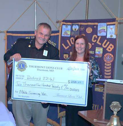 Thurmont Lions Club makes donation to mobile screening unit