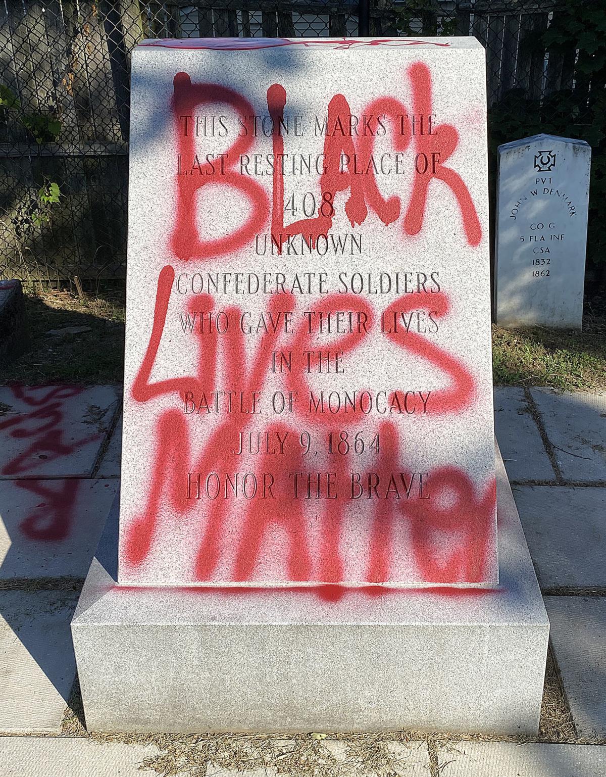 Confederate Statue At Mount Olivet Cemetery Damaged Overnight Crime Justice Fredericknewspost Com