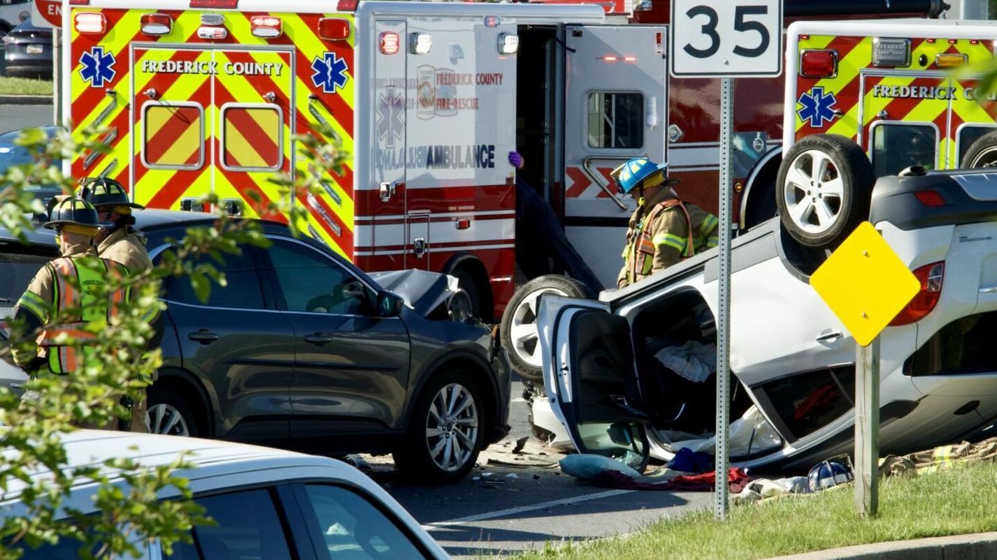 Three people taken to hospitals after three-vehicle crash in Frederick ...