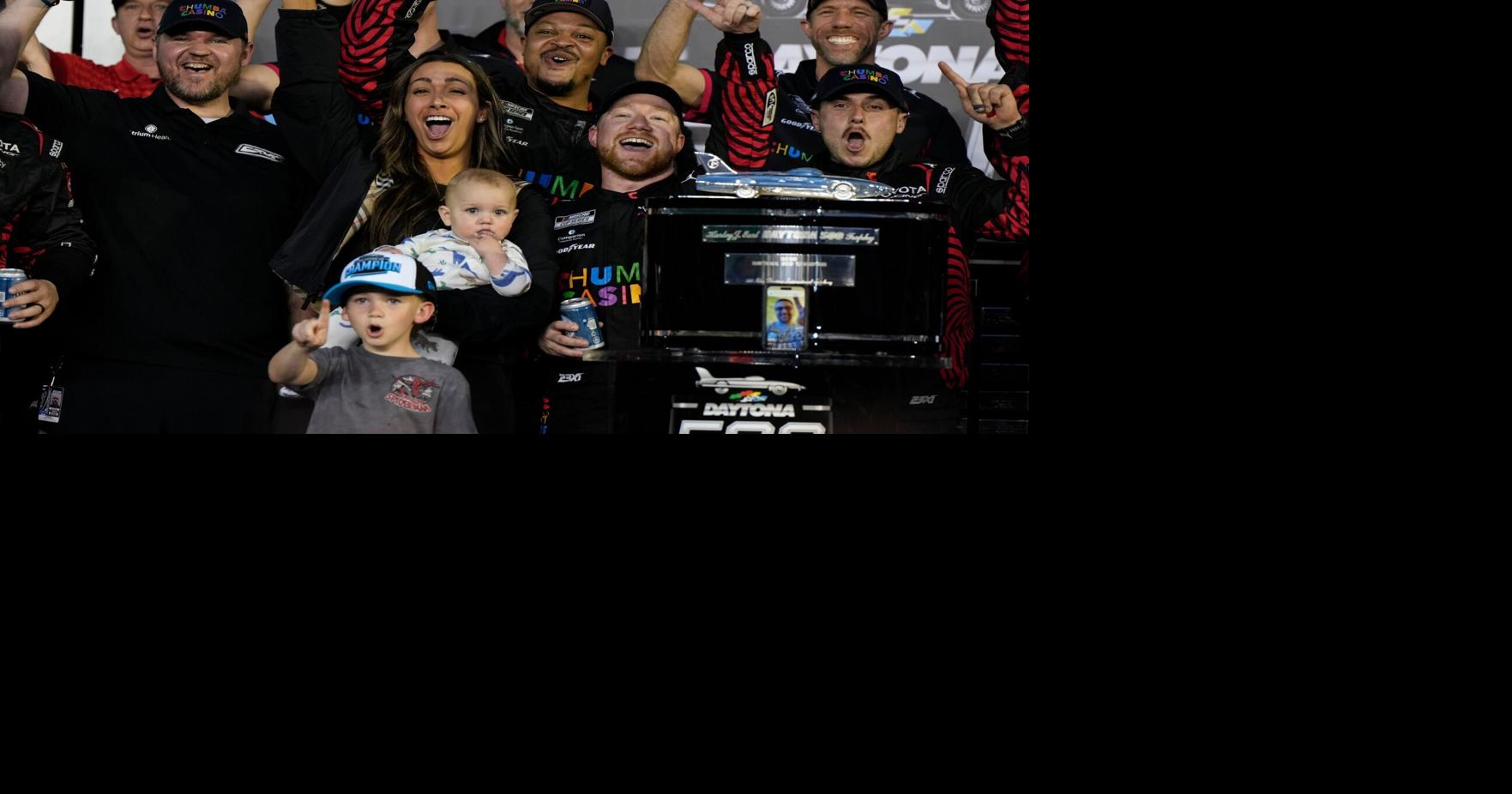 Tyler Reddick enjoy spoils of Daytona 500 win with family, infant son ...