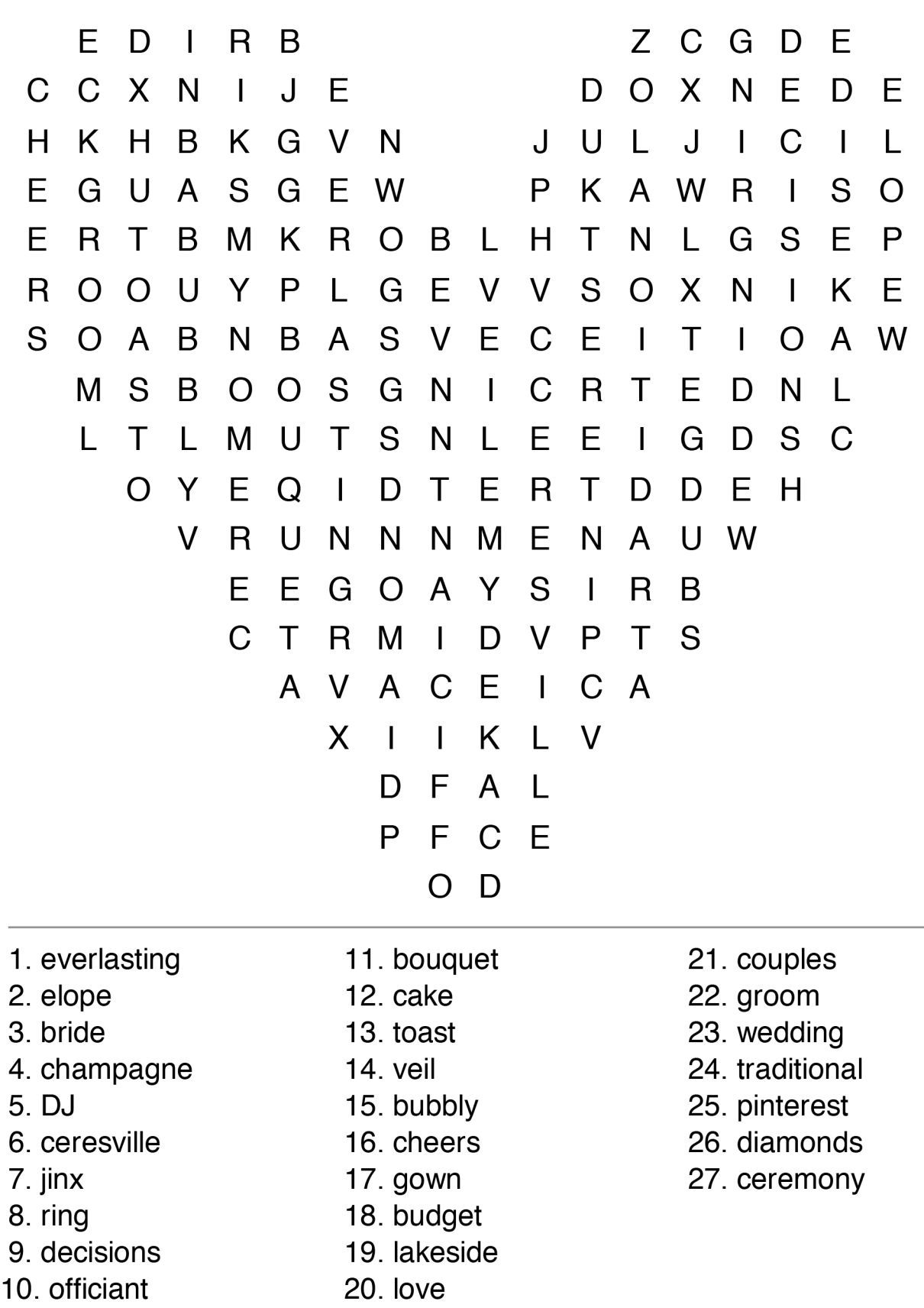 the wedding word search arts entertainment wedding word