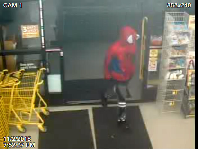 Surveillance photos released of armed robbery suspect dressed as Spider-man  | Public 