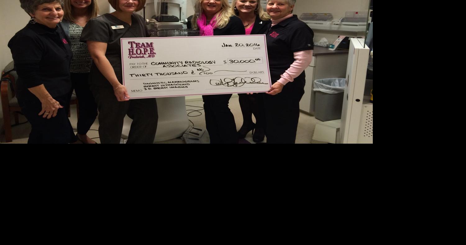 Check presented to Community Radiology Associates | Health ...
