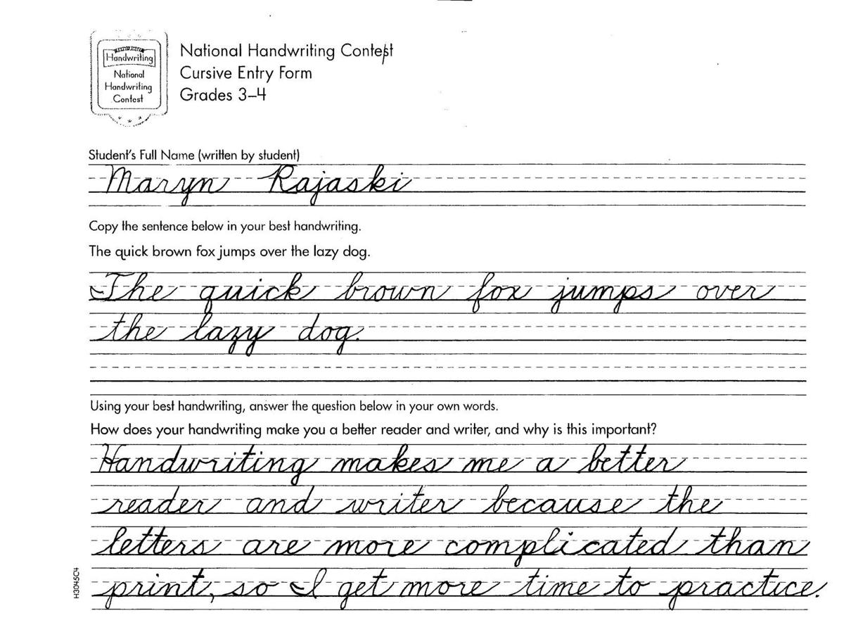 Mother Seton Student Wins National Handwriting Championship Education Fredericknewspost Com