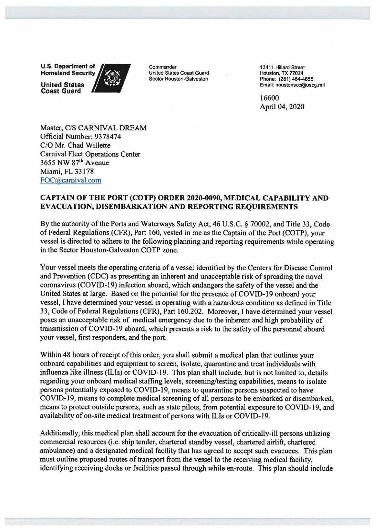 Coast Guard Letter To Ship Local News The Daily News