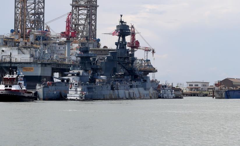 Battleship Texas arrives safe in Galveston drydock for major repairs
