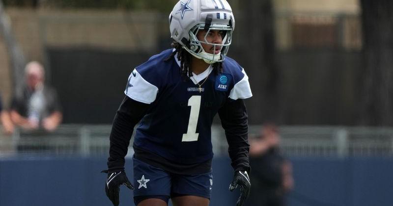 Jul 29, 2026; Oxnard, CA, USA; Dallas Cowboys safety P.J. Locke (1) at training camp at River Ridge Playing Fields. Mandatory Credit: Kirby Lee-Imagn Images