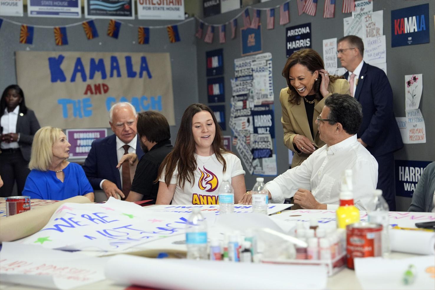 Kamala Harris, Tim Walz campaign in Arizona as they fight to gain