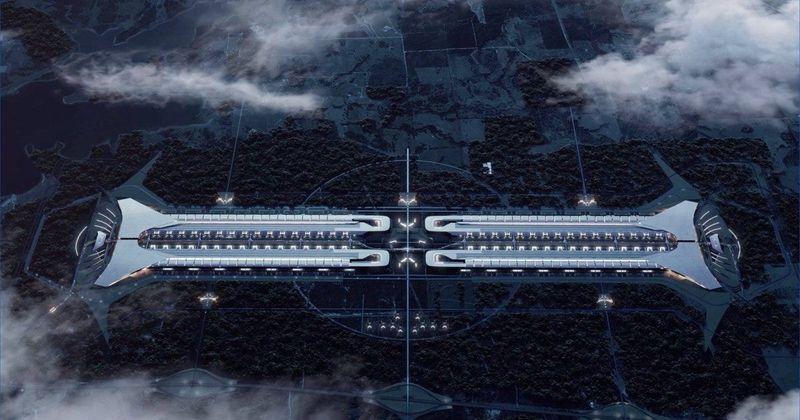 A rendering of Terafab to be built in Grimes County, Texas in a joint venture between Tesla and SpaceX