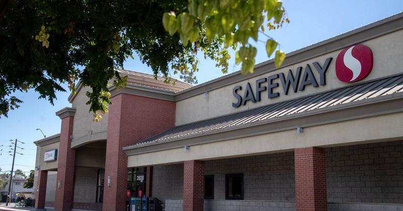 A Safeway supermarket is pictured in located in Stockton, California on Jul. 24,...