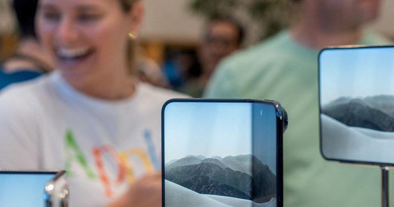FILE PHOTO: Apple's new foldable iPhone Duo is seen in Texas