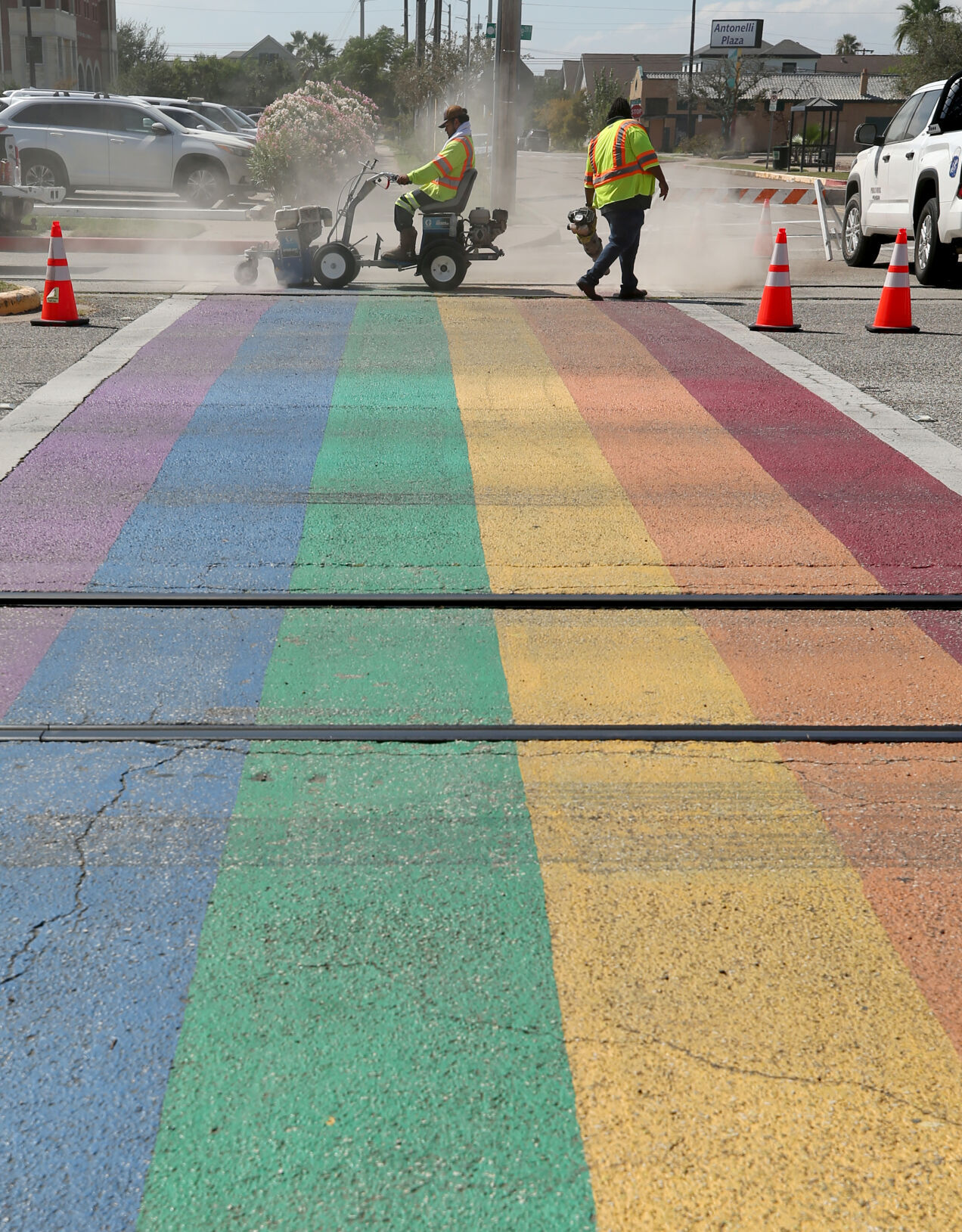 Galveston's rainbow crosswalks painted over at Abbott's direction Galveston's rainbow crosswalks painted over at Abbott's direction