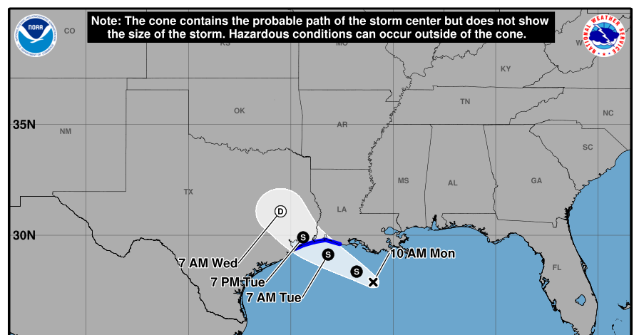 Tropical Storm to form Monday Night near Galveston County