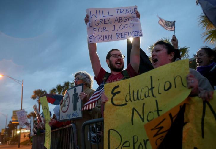 "Indivisible Galveston" rally draws people from as far away as Clear