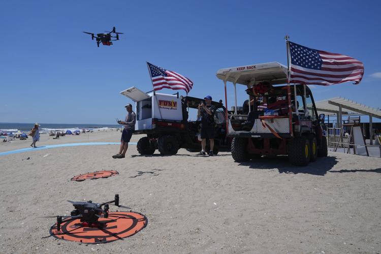 On NYC beaches angry birds fight drones patrolling for sharks and