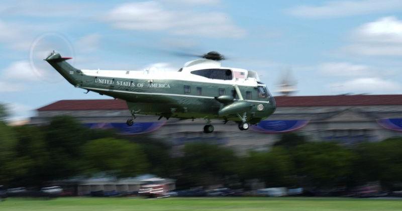 U.S. President Trump boards Marine One at the White House in Washington