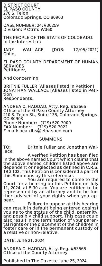 DISTRICT COURT EL PASO COUNTY 270 | Legal Announcements | gazette.com