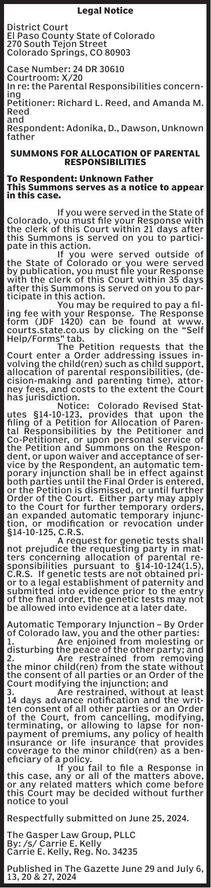 Legal Notice District Court El Paso | Legal Announcements | gazette.com