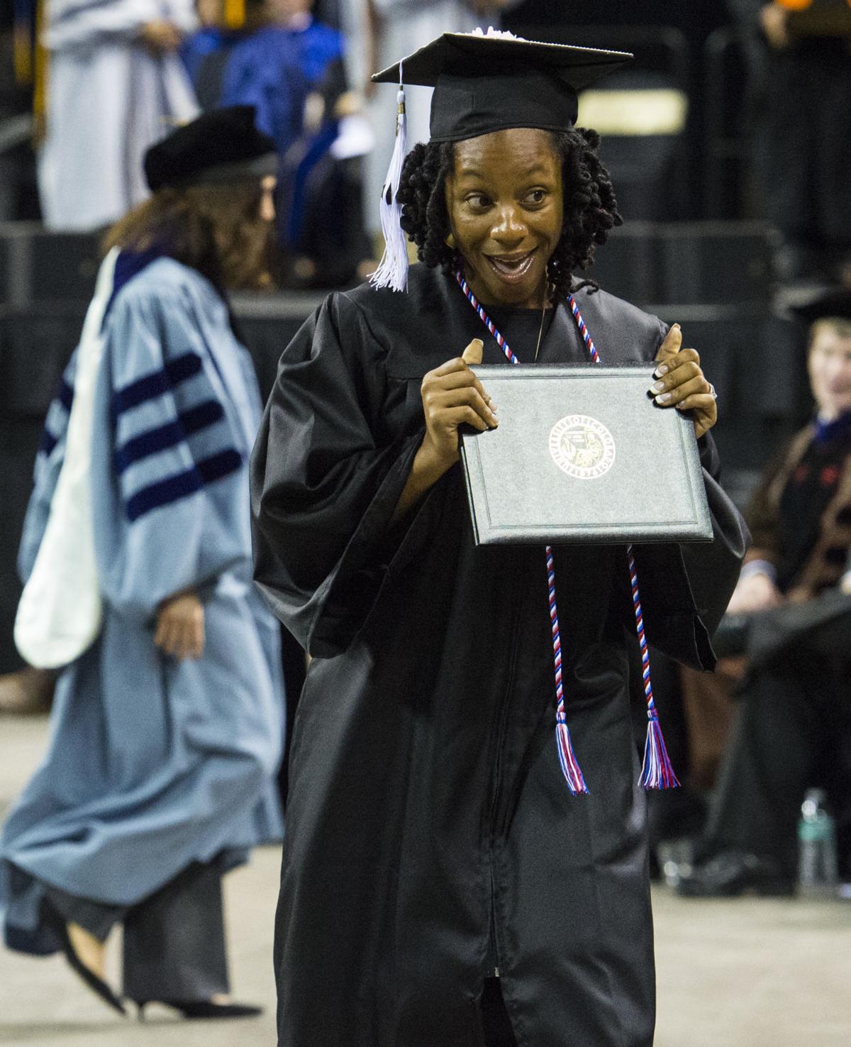Highlights from the University of Colorado at Colorado Springs' morning commencement ceremonies Friday, May 12, 2017, at the Broadmoor World Arena in Colorado Springs. A record 1,532 students received their degrees this Spring. (The Gazette, Christian Murdock)