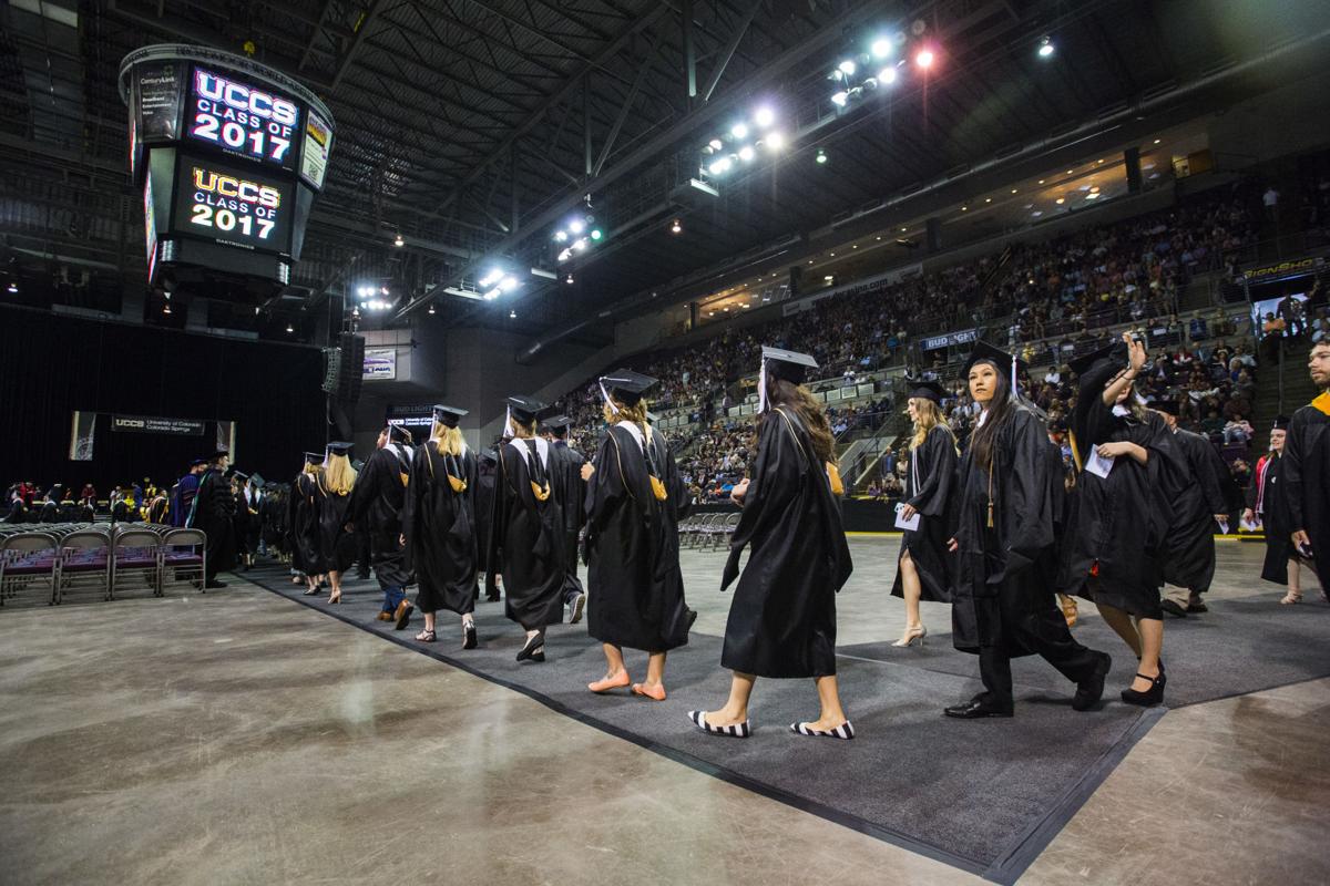 Highlights from the University of Colorado at Colorado Springs' morning commencement ceremonies Friday, May 12, 2017, at the Broadmoor World Arena in Colorado Springs. A record 1,532 students received their degrees this Spring. (The Gazette, Christian Murdock)