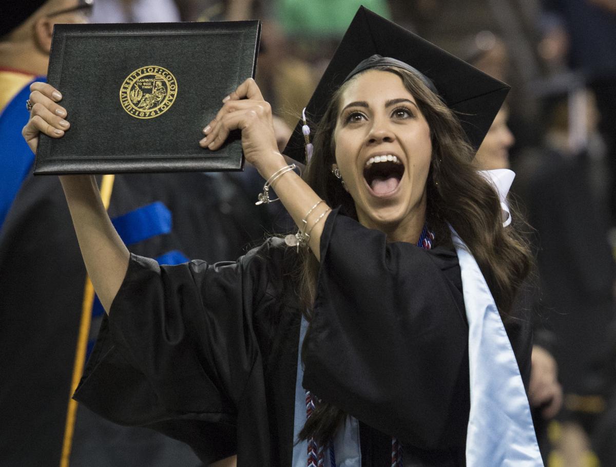 Highlights from the University of Colorado at Colorado Springs' morning commencement ceremonies Friday, May 12, 2017, at the Broadmoor World Arena in Colorado Springs. A record 1,532 students received their degrees this Spring. (The Gazette, Christian Murdock)