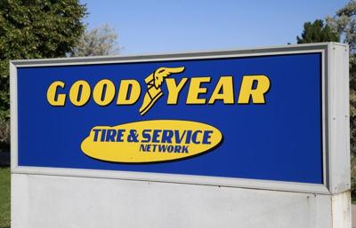 FILE PHOTO: The Goodyear Tire and Rubber Co. company logo is seen in Westminster, Colorado