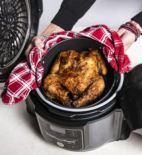 How to Make a Rotisserie Chicken in a Ninja Foodi Air Fryer - My Crash Test  Life