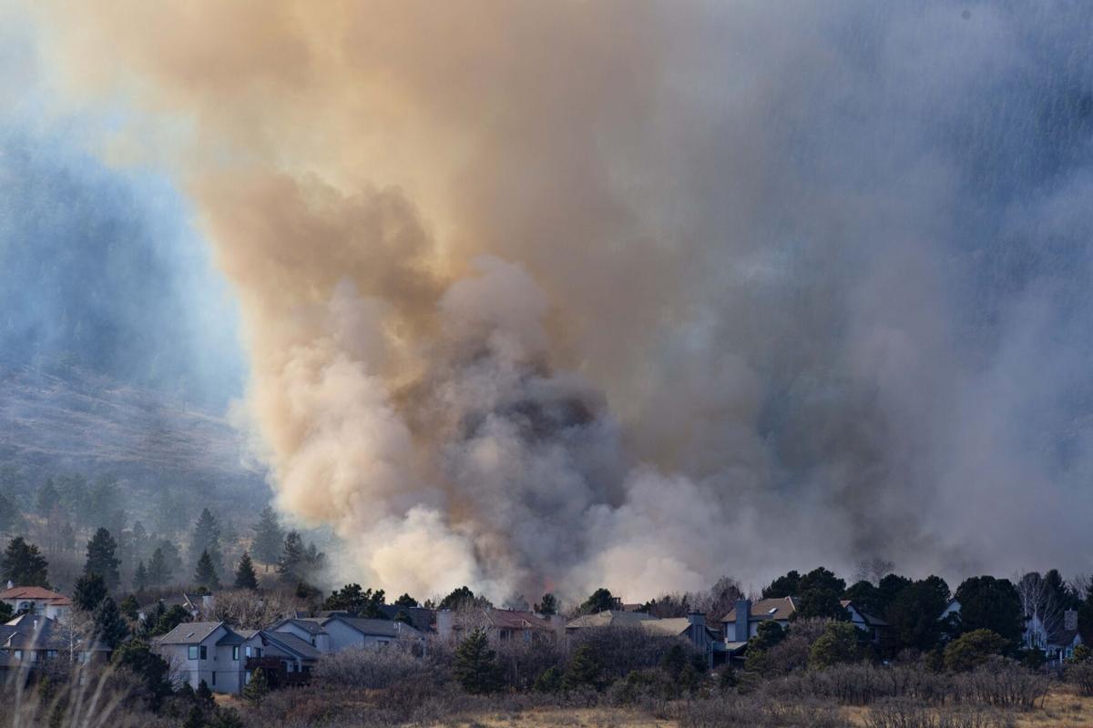 Fire burning near Bear Creek Regional Park in Colorado Springs