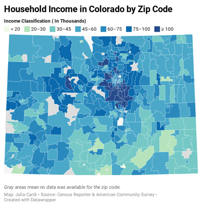 Household Income in Colorado by Zip Code