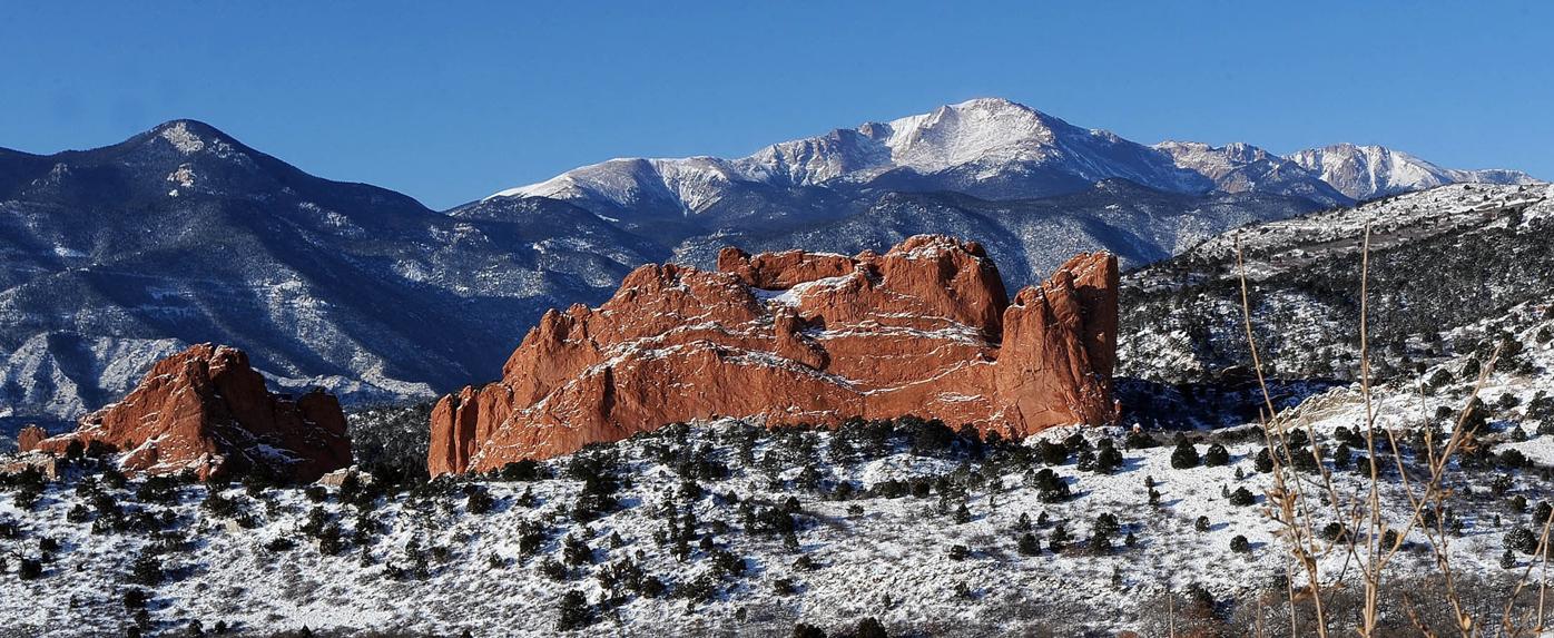 Snow on Pikes Peak and Garden of the Gods