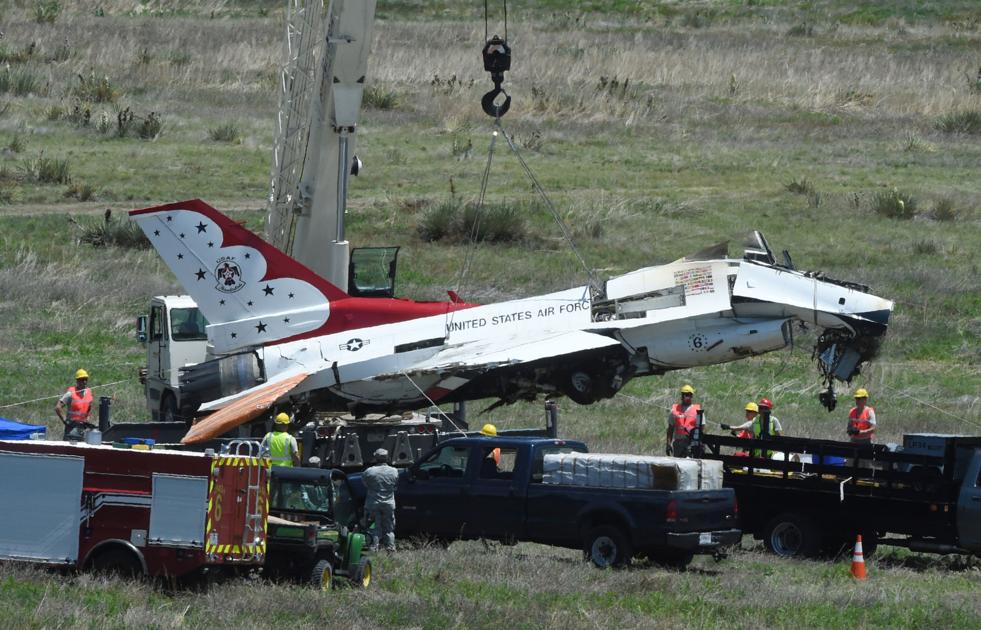Thunderbird wreckage begins slow trek to Peterson and a lengthy