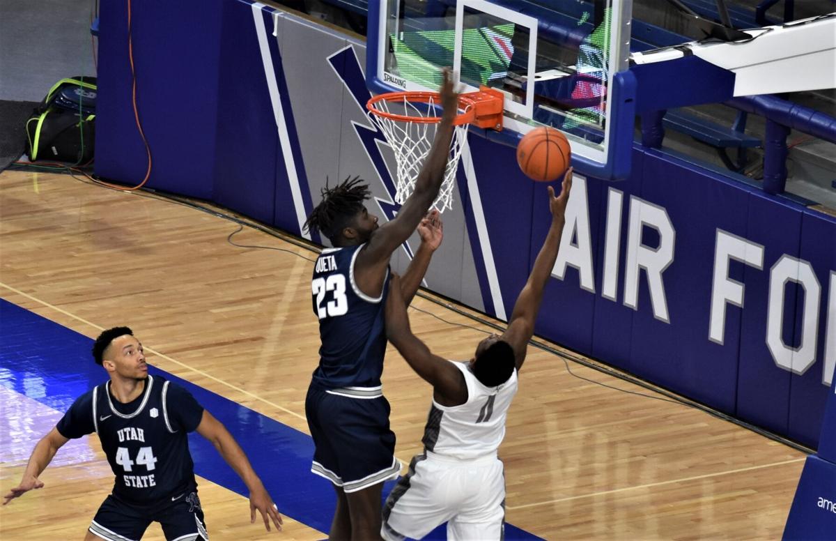 Utah State 7 Footer Neemius Queta Powers Aggies Past Air Force At Clune Arena Sports Coverage Gazette Com