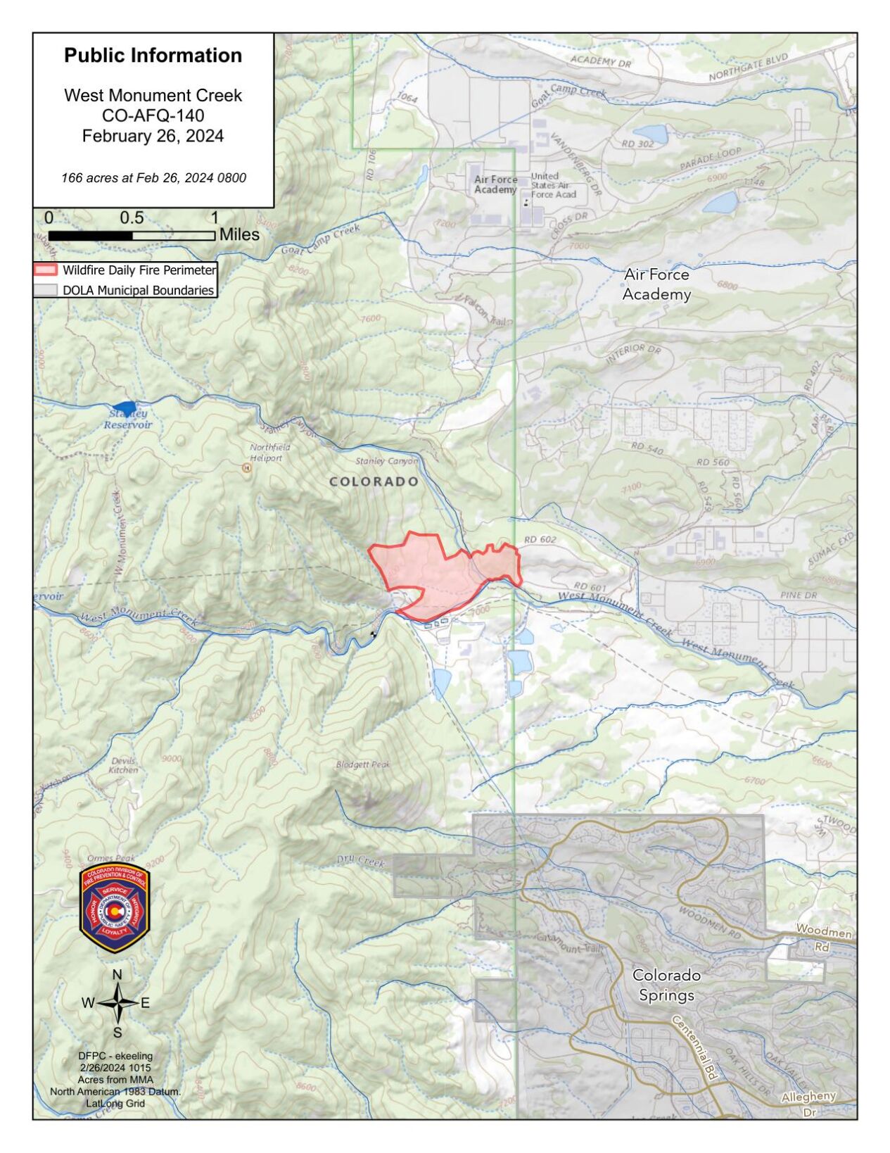 Map: West Monument Creek Fire Boundaries 