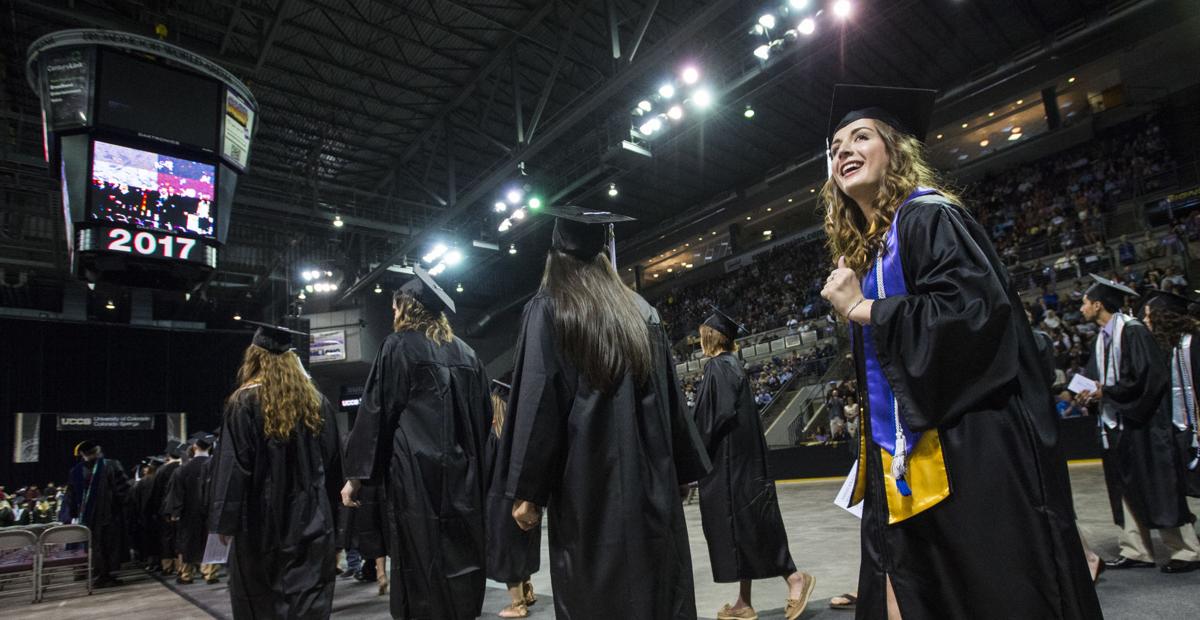 Highlights from the University of Colorado at Colorado Springs' morning commencement ceremonies Friday, May 12, 2017, at the Broadmoor World Arena in Colorado Springs. A record 1,532 students received their degrees this Spring. (The Gazette, Christian Murdock)