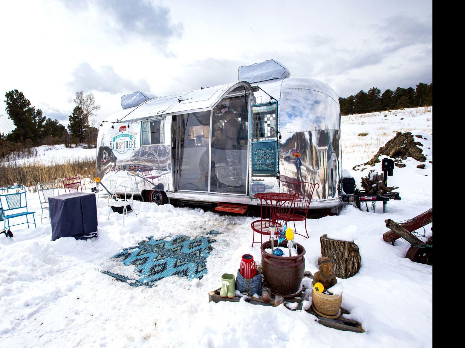 In Larkspur A Mobile Hair Salon Inside A Vintage Airstream
