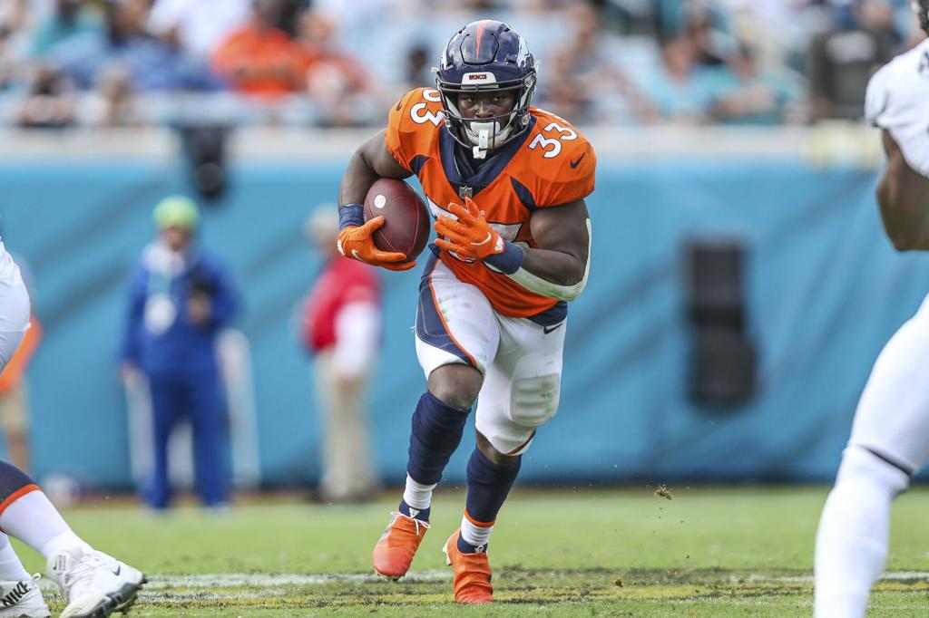 Denver Broncos inside linebacker Justin Strnad comes onto the field for  their NFL football game against the Kansas City Chiefs, Sunday, Dec. 5,  2021 in Kansas City, Mo. (AP Photo/Reed Hoffmann Stock