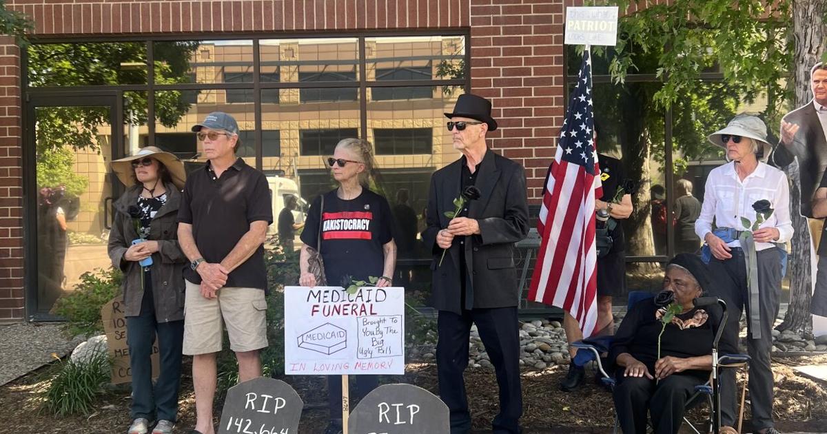 Colorado Springs demonstrators hold Medicaid 'funeral' to protest Crank's support on Trump bill