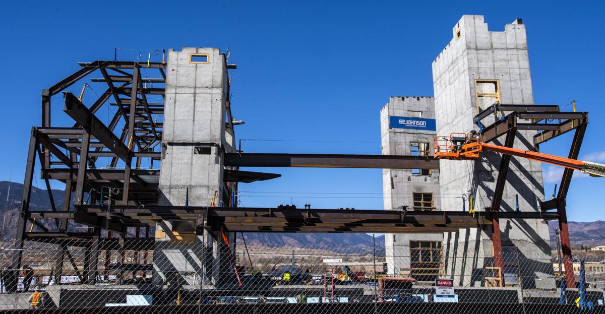 The U.S. Olympic Museum begins to take shape as crews work on the steel beams of the 60,000-square-foot building Monday, March 5, 2018, in Colorado Springs. The Museum is schedule to open in the summer of 2019. (The Gazette, Christian Murdock)