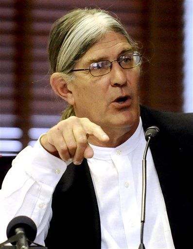 Ward Churchill testifies during his reinstatement hearing at the Denver City and County Building in Denve, Wednesday, July 1, 2009. Ward Churchill is in a Denver court arguing for his job. He was fired after writing an essay in which he likened Sept. 11 v