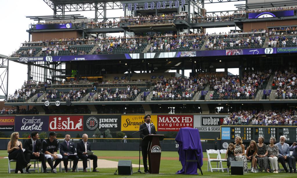 Longtime star Todd Helton is honored by Rockies, who retire his No. 17 –  The Denver Post