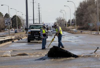 Water main break at North Academy Boulevard and Maizeland Road, March 2021 in Colorado Springs