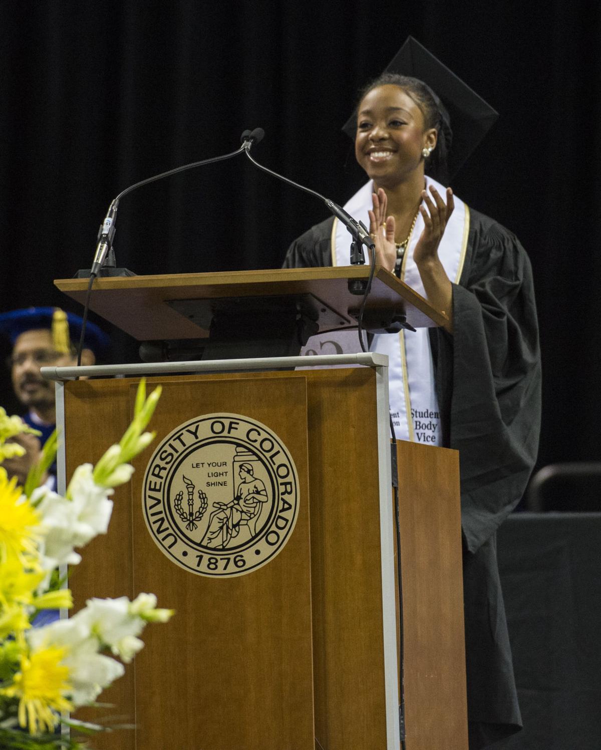 Highlights from the University of Colorado at Colorado Springs' morning commencement ceremonies Friday, May 12, 2017, at the Broadmoor World Arena in Colorado Springs. A record 1,532 students received their degrees this Spring. (The Gazette, Christian Murdock)