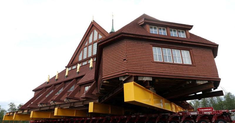 Wooden church sets off on slow Swedish road trip to escape mining subsidence