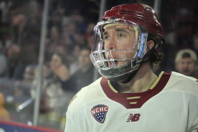 Casey Dornbach (17), Denver hockey vs. Miami