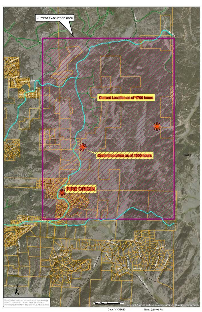 Latest Park County evac map 6pm gazette